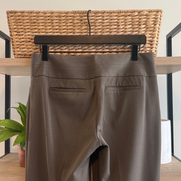 Express Editor Flare Leg Mid-Rise Taupe Brown Woven Career Dress Pant Trouser, 4 - Picture 5 of 7